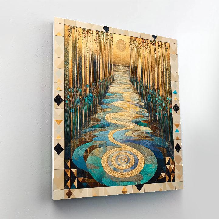 Gustav Klimt Inspired Celestial River Of Mosaic Reeds painting number kit