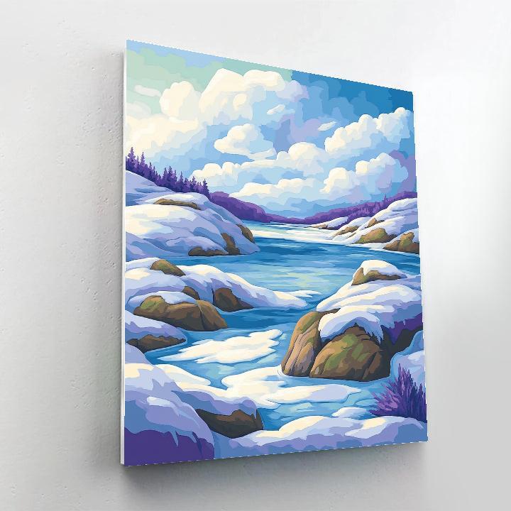 Franklin Carmichael Inspired Amethyst Snow Shadows Over Granite Ridge Number painting