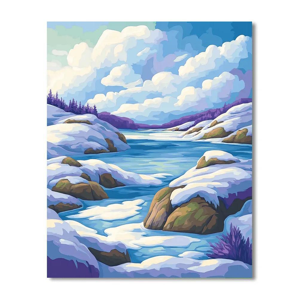 Franklin Carmichael Inspired Amethyst Snow Shadows Over Granite Ridge Number painting