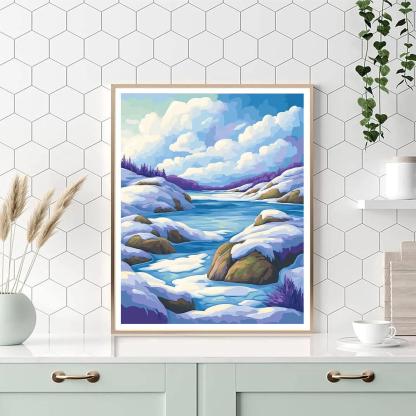 Franklin Carmichael Inspired Amethyst Snow Shadows Over Granite Ridge Number painting