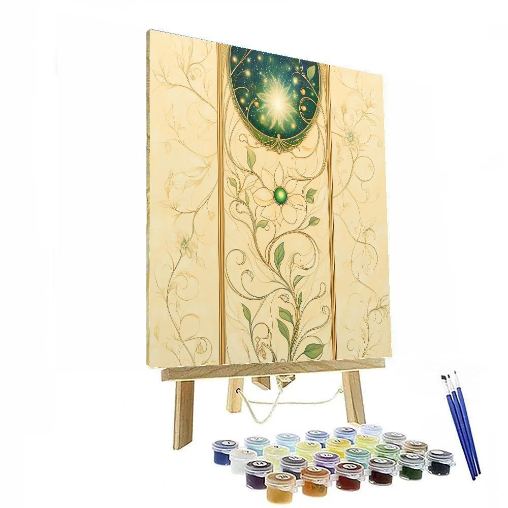 Alphonse Mucha Inspired Celestial Vernal Arabesque paint by numbers