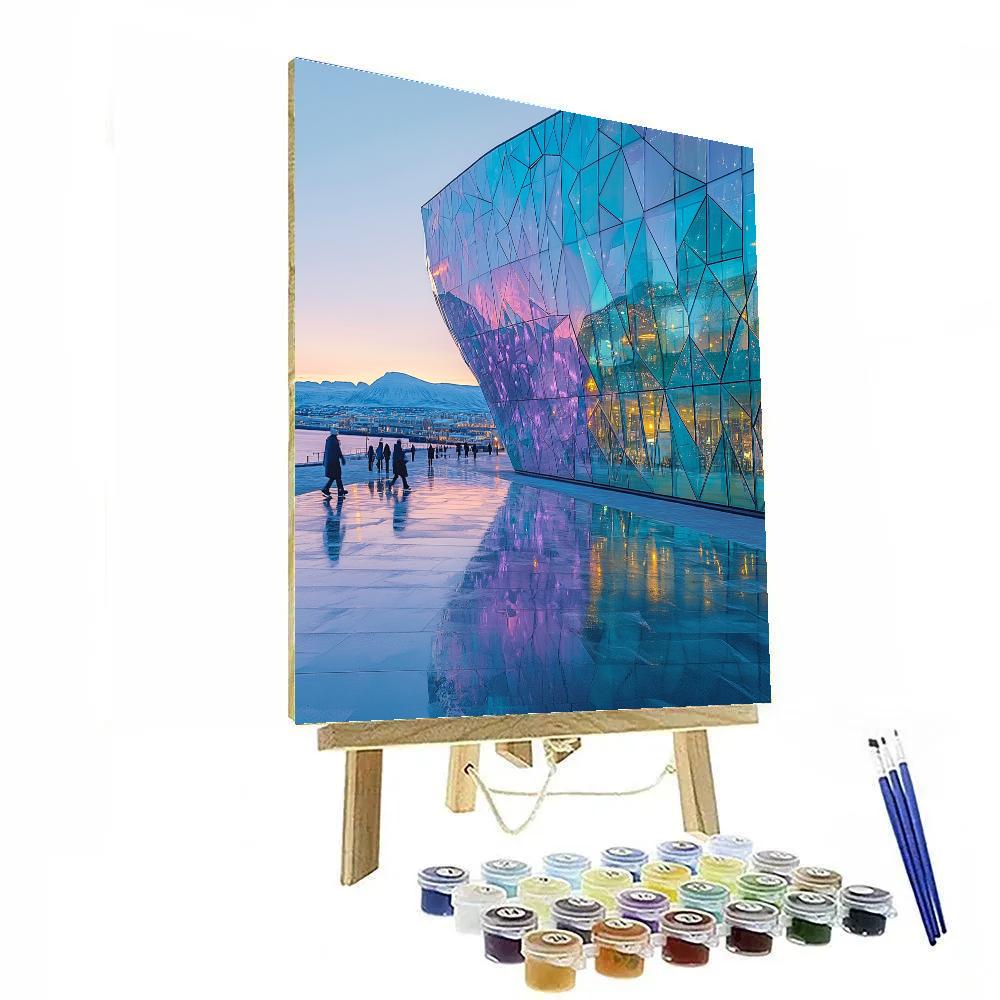 Ice Blue Modernism At Harpa Concert Hall Reykjavik Iceland Painting by numbers kit