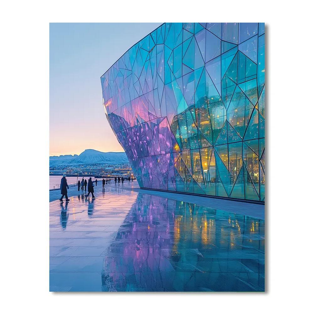 Ice Blue Modernism At Harpa Concert Hall Reykjavik Iceland Painting by numbers kit
