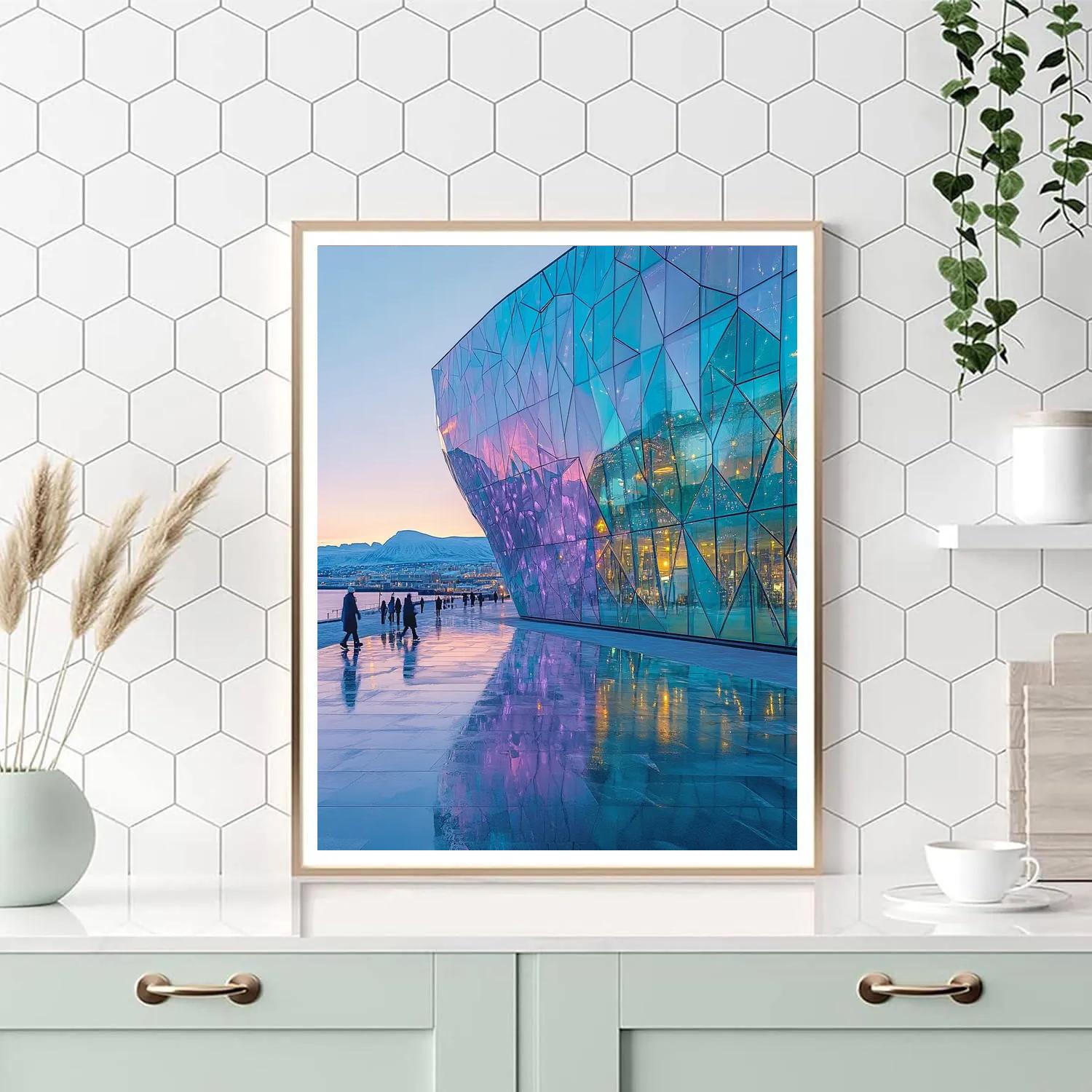 Ice Blue Modernism At Harpa Concert Hall Reykjavik Iceland Painting by numbers kit