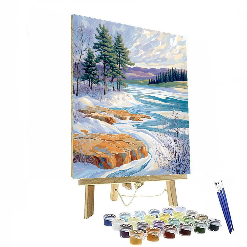 Franklin Carmichael Inspired Emerald Spring Melt At Wind Swept Lake paint by color
