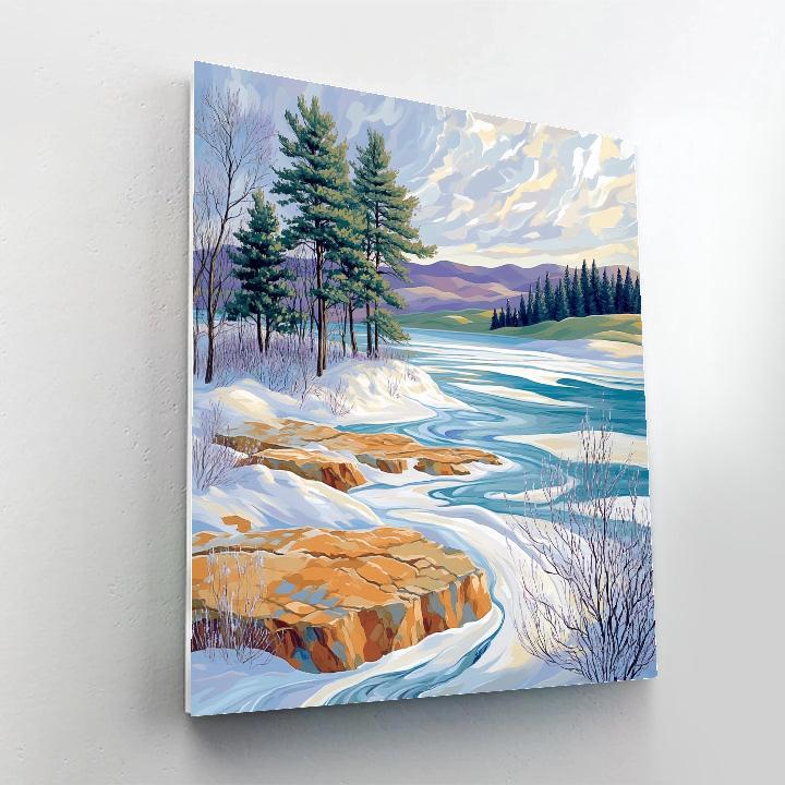 Franklin Carmichael Inspired Emerald Spring Melt At Wind Swept Lake paint by color