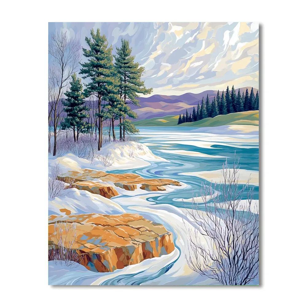 Franklin Carmichael Inspired Emerald Spring Melt At Wind Swept Lake paint by color