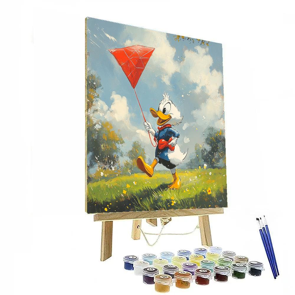 Donald Duck Cloudy Day Kite Dash Paint by numbers art