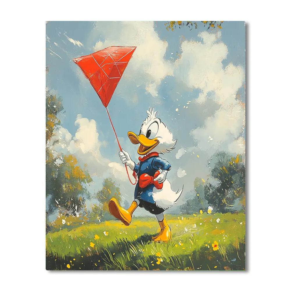 Donald Duck Cloudy Day Kite Dash Paint by numbers art