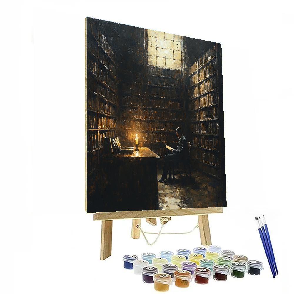 Rembrandt Inspired Candlelit Library Study paint by numbers