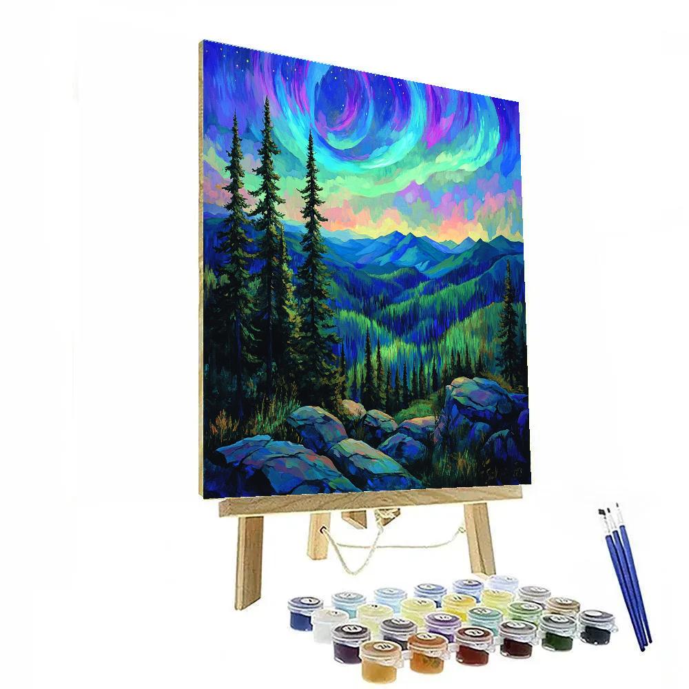 J. E. H. MacDonald Inspired Aurora Over Algoma Ridge Paint by numbers kits