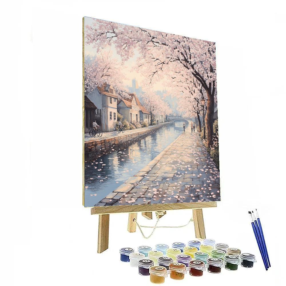 Cherry Blossom Breeze Along The Philosopher Walk Kyoto Japan DIY paint by numbers