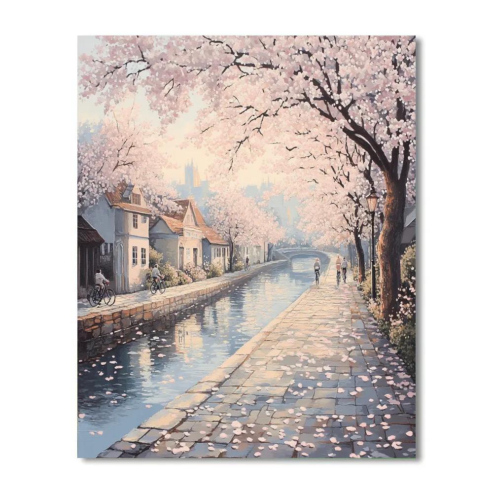 Cherry Blossom Breeze Along The Philosopher Walk Kyoto Japan DIY paint by numbers