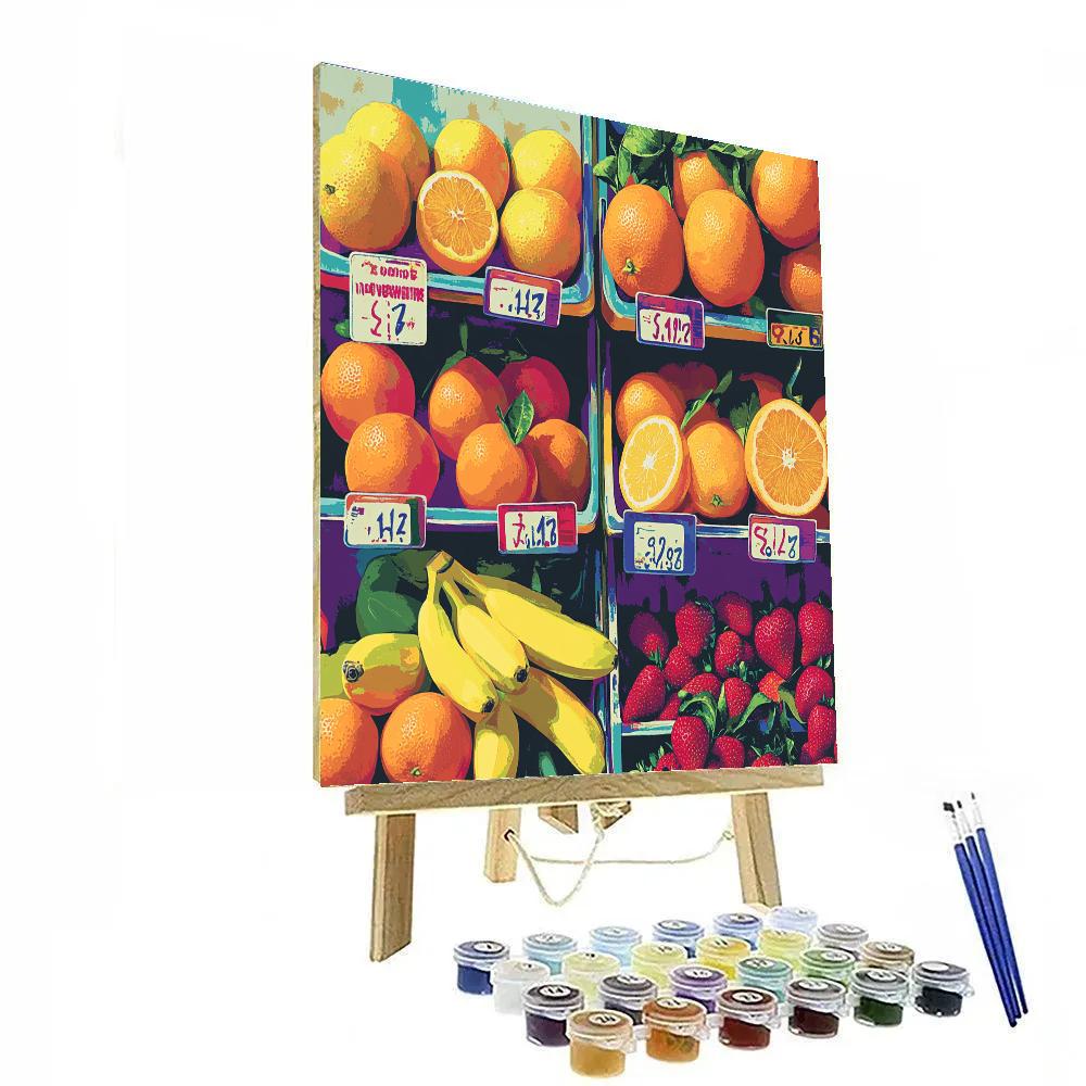 Andy Warhol Inspired Neon Fruit Market paint by color