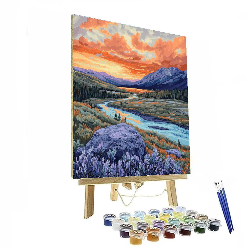 Frederick Varley Inspired Ember Dusk Across Glacial Valley painting number kit