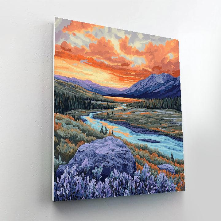 Frederick Varley Inspired Ember Dusk Across Glacial Valley painting number kit