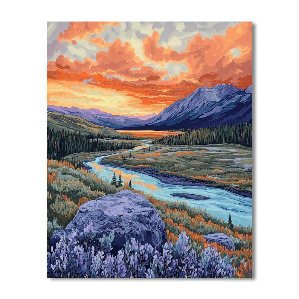 Frederick Varley Inspired Ember Dusk Across Glacial Valley painting number kit