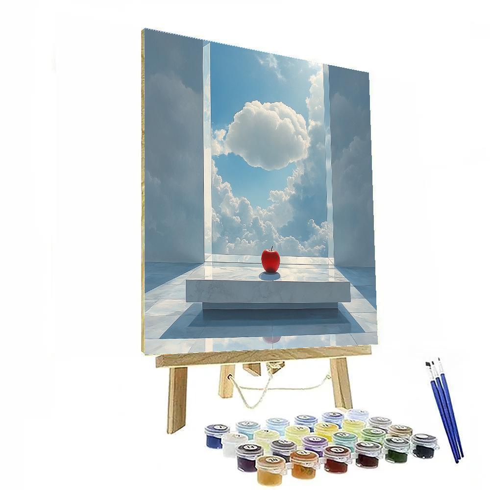 René Magritte Inspired Clouds In A Living Room painting number kit