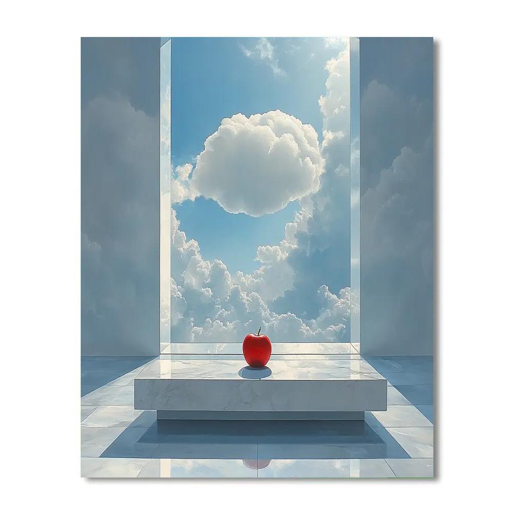 René Magritte Inspired Clouds In A Living Room painting number kit