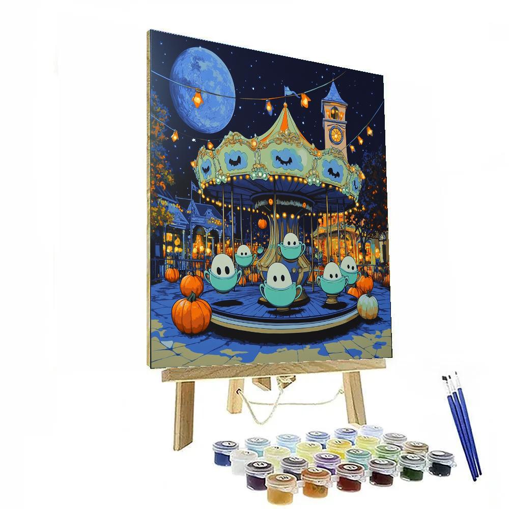 Haunted Teacup Carousel At Midnight Paint by numbers kits