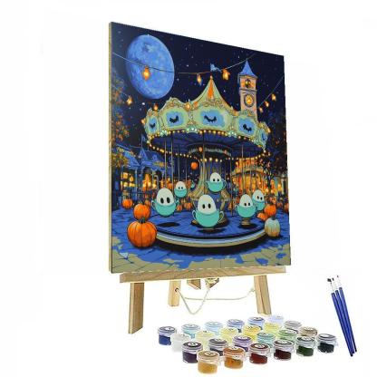 Haunted Teacup Carousel At Midnight Paint by numbers kits