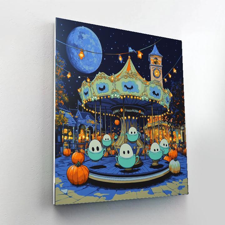 Haunted Teacup Carousel At Midnight Paint by numbers kits