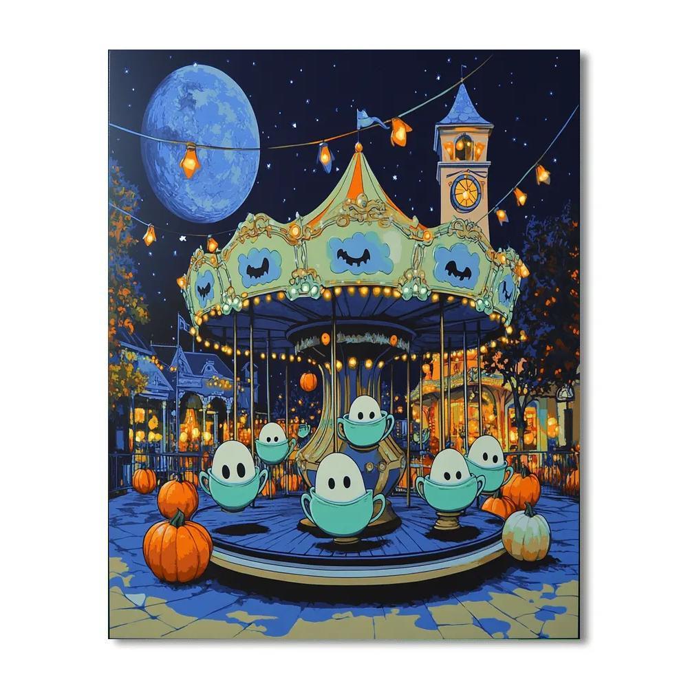Haunted Teacup Carousel At Midnight Paint by numbers kits