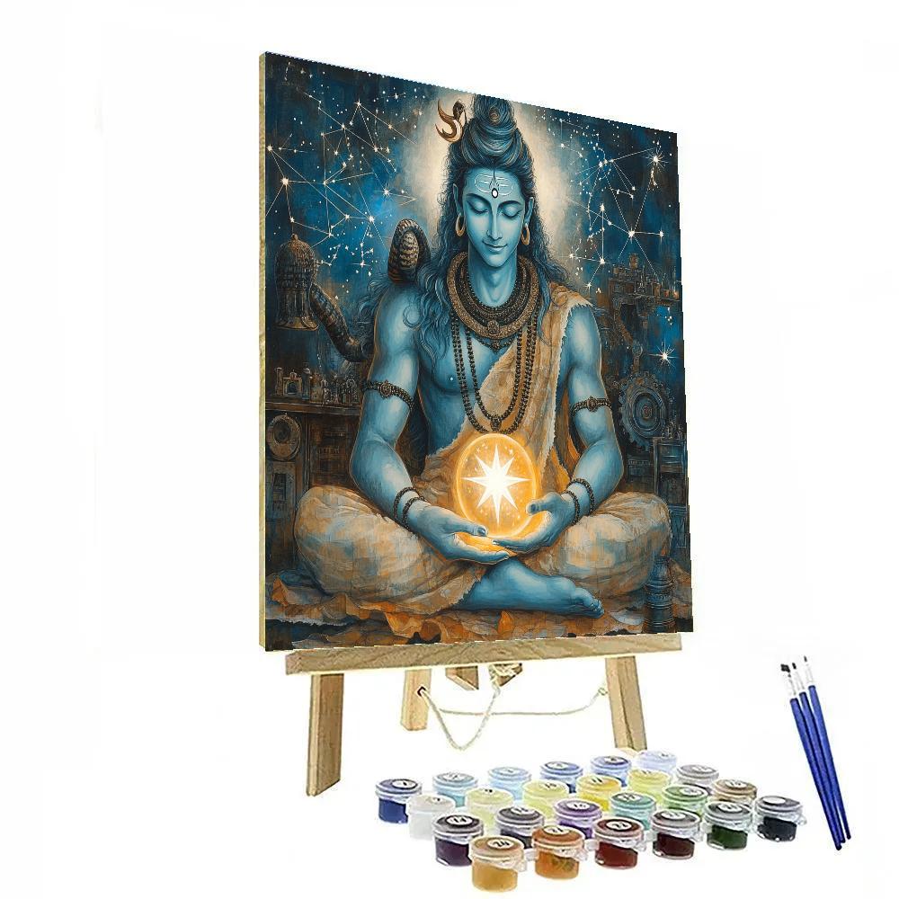 Celestial Forge Shiva Mural Number painting