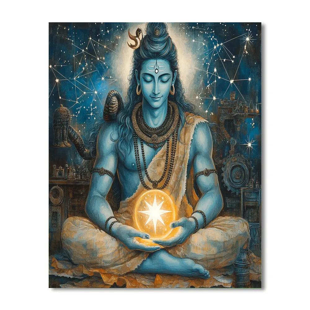 Celestial Forge Shiva Mural Number painting