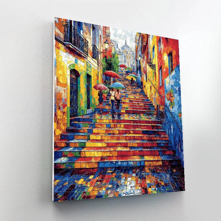 Rain Washed Steps At Escadaria Selaron Rio De Janeiro Brazil paint by number