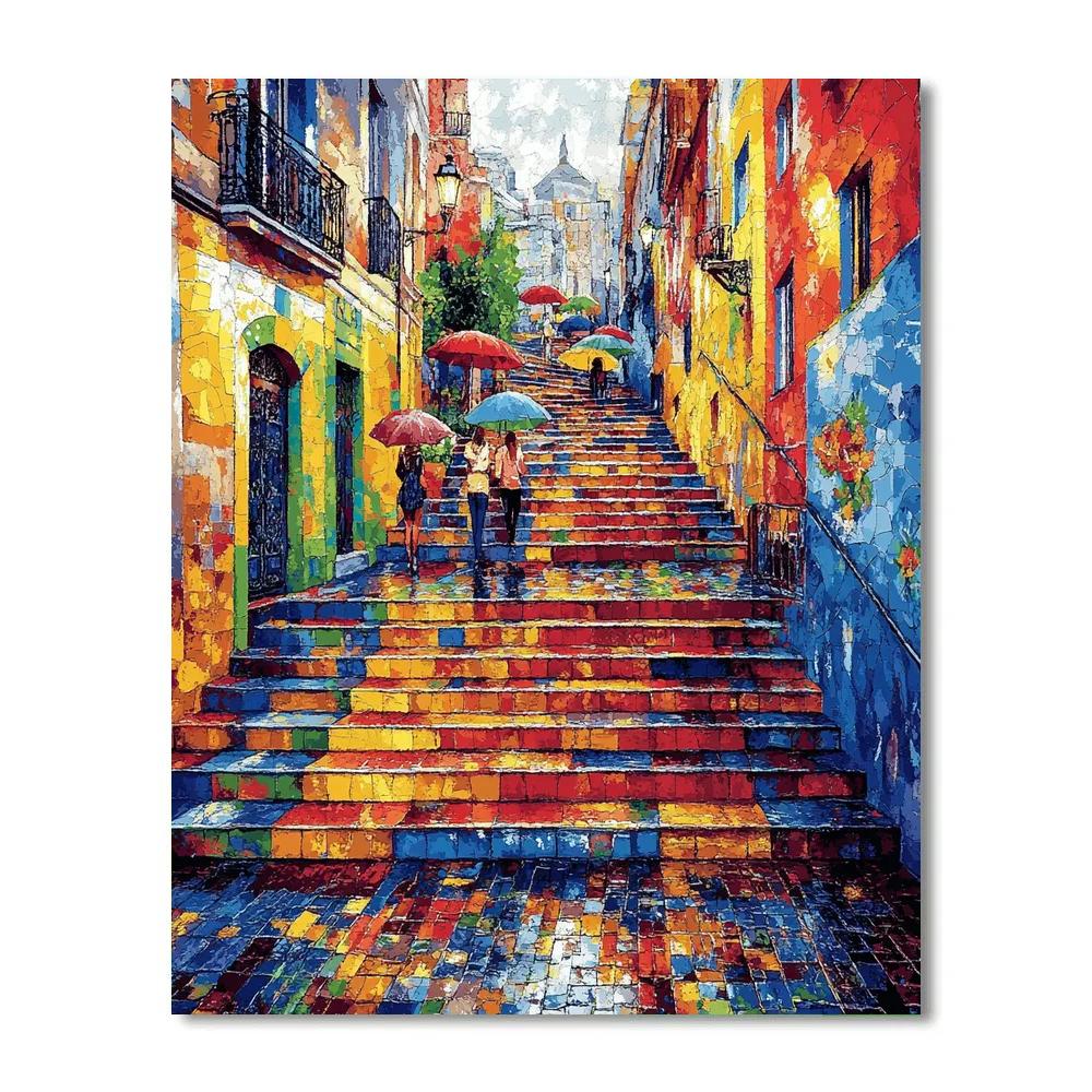 Rain Washed Steps At Escadaria Selaron Rio De Janeiro Brazil paint by number
