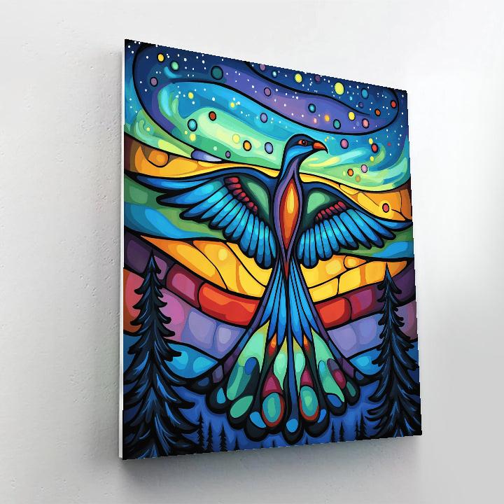 Norval Morrisseau Inspired Thunderbird And Aurora Current paint by color