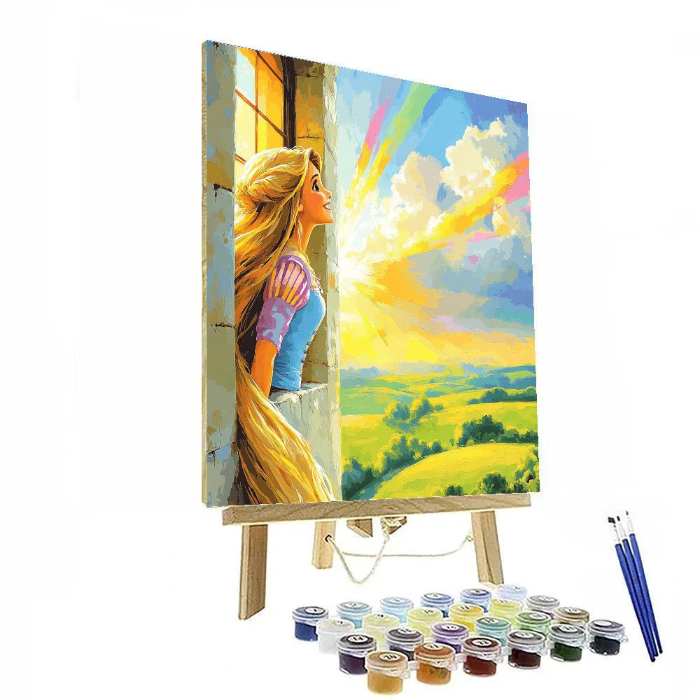 Rapunzel Tower Window Rainbow Rays Paint by numbers art