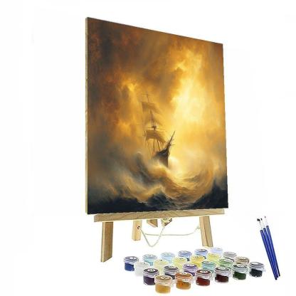 JMW Turner Inspired Ship In A Golden Storm paint by color