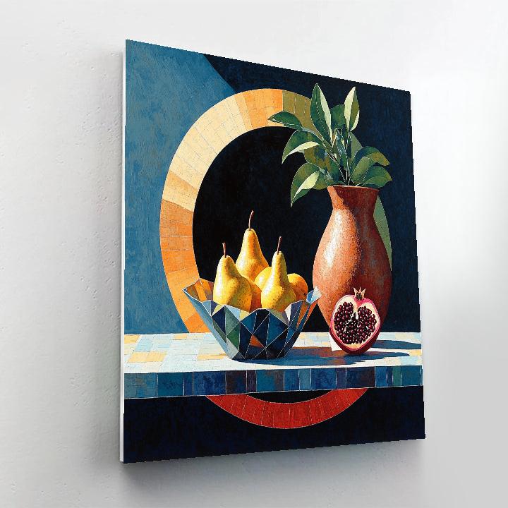 Pablo Picasso Inspired Fractured Orchard Still Life Under A Cubist Eclipse DIY paint by numbers