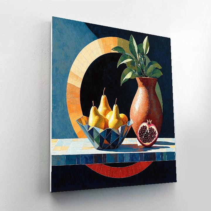 Pablo Picasso Inspired Fractured Orchard Still Life Under A Cubist Eclipse DIY paint by numbers