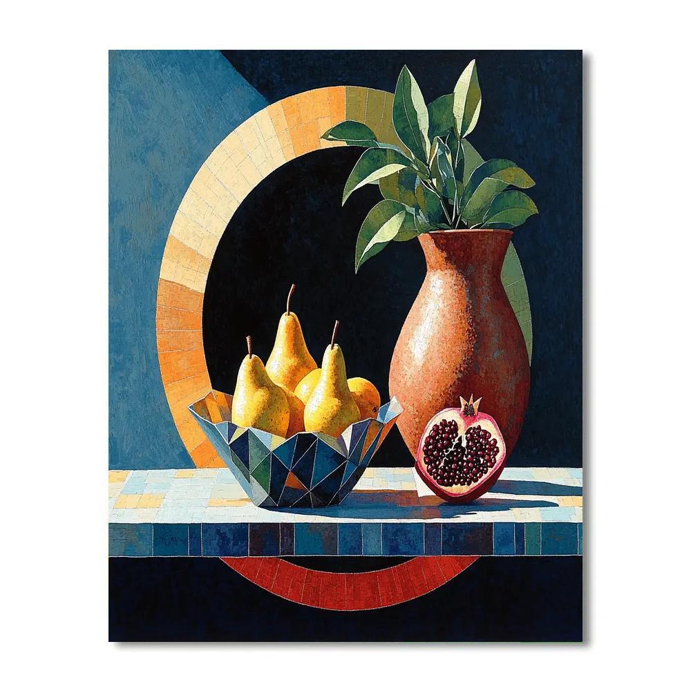 Pablo Picasso Inspired Fractured Orchard Still Life Under A Cubist Eclipse DIY paint by numbers