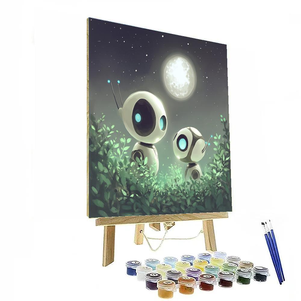 WALL E And EVE Moonlit Garden Discovery paint by numbers