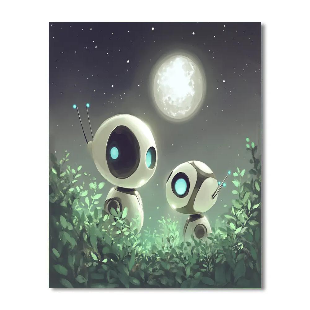 WALL E And EVE Moonlit Garden Discovery paint by numbers