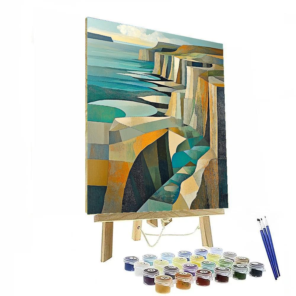 Pablo Picasso Inspired Geometric Coastal Cliffs With Prism Tidepools Paint by numbers art