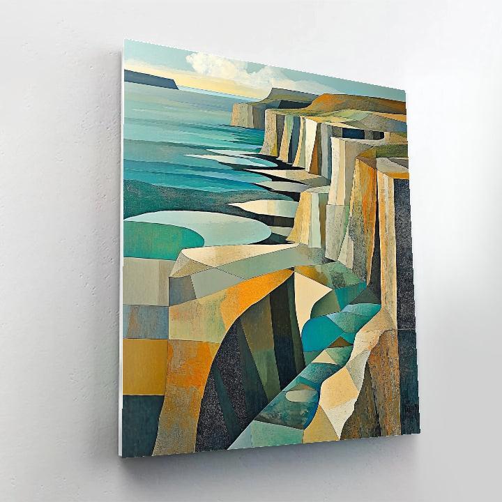 Pablo Picasso Inspired Geometric Coastal Cliffs With Prism Tidepools Paint by numbers art
