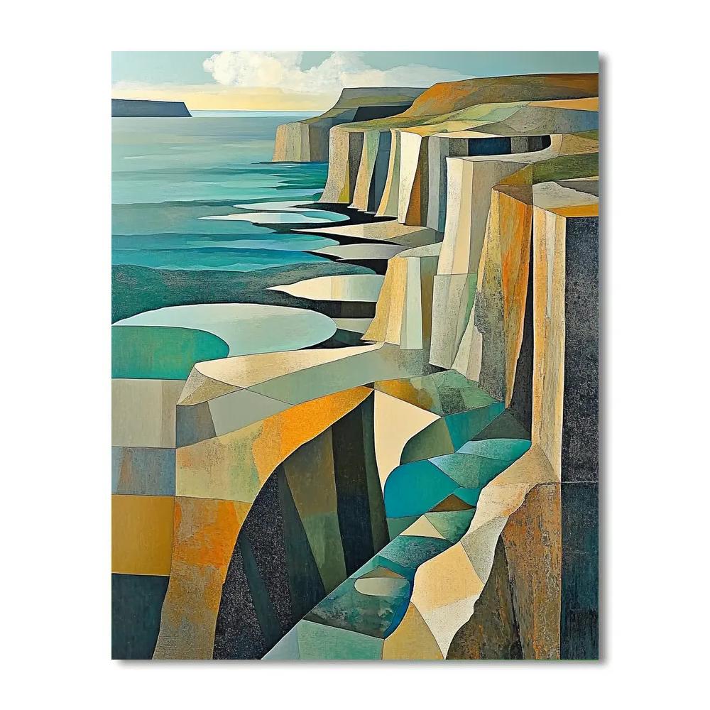 Pablo Picasso Inspired Geometric Coastal Cliffs With Prism Tidepools Paint by numbers art