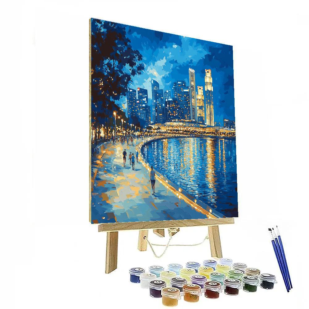 Midnight Blue At The Marina Bay Waterfront Promenade Singapore Painting by numbers kit
