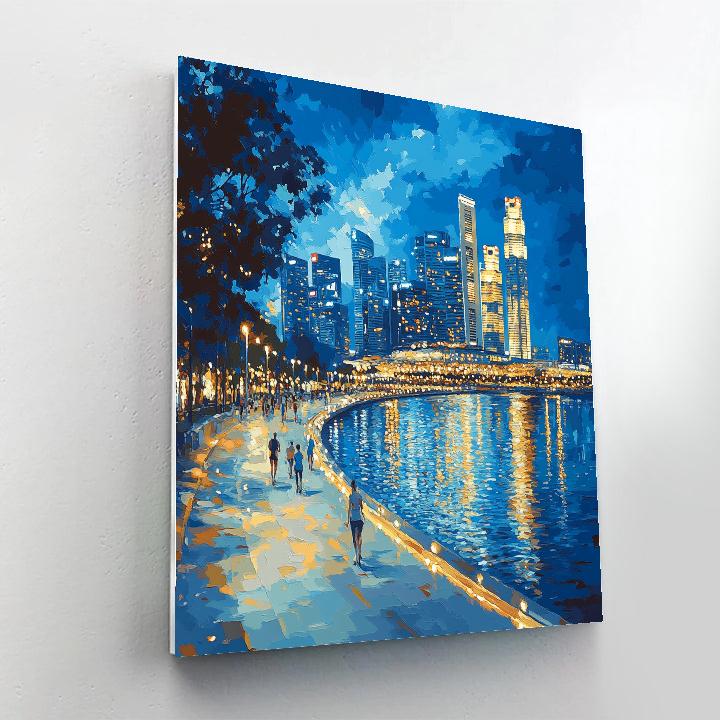 Midnight Blue At The Marina Bay Waterfront Promenade Singapore Painting by numbers kit