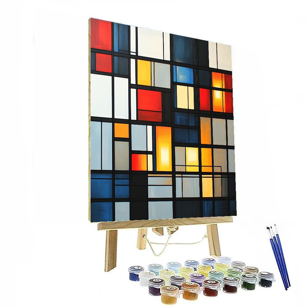 Piet Mondrian Inspired City Grid At Dusk Numbered painting kits