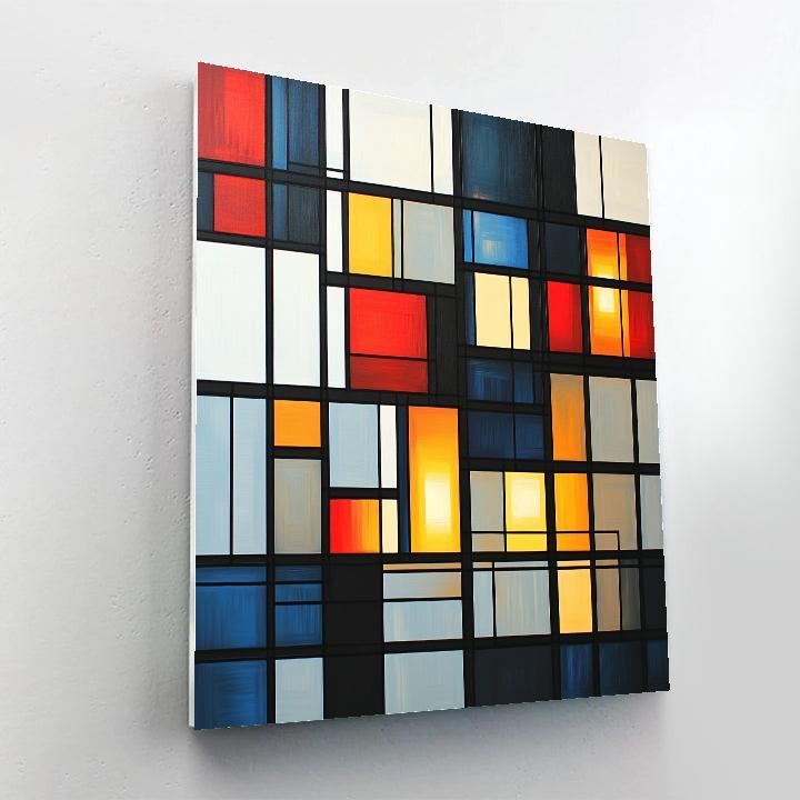 Piet Mondrian Inspired City Grid At Dusk Numbered painting kits