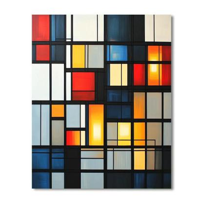 Piet Mondrian Inspired City Grid At Dusk Numbered painting kits