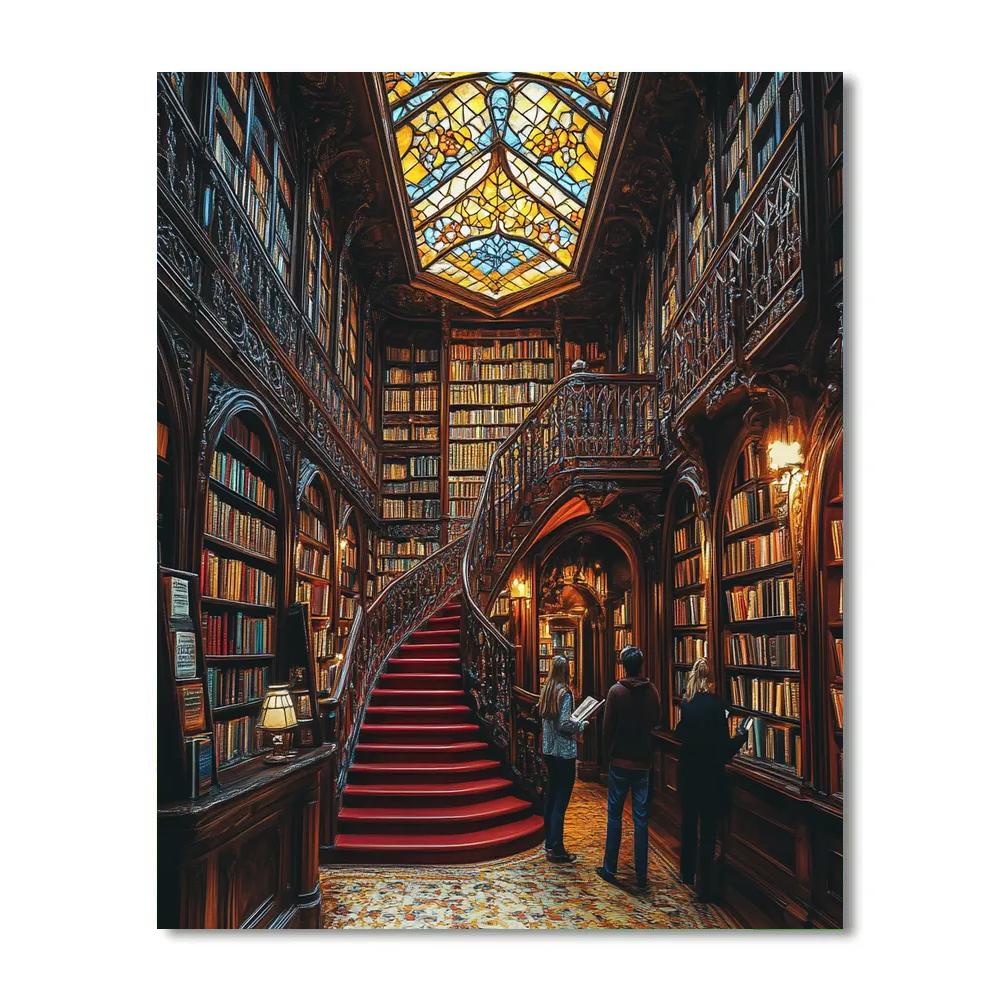 Canyon Of Books At Livraria Lello Porto Portugal paint by numbers
