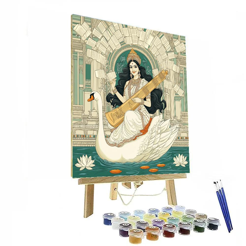 Saraswati Library Of Floating Palm Leaf Manuscripts Painting by numbers kit
