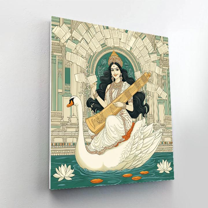 Saraswati Library Of Floating Palm Leaf Manuscripts Painting by numbers kit
